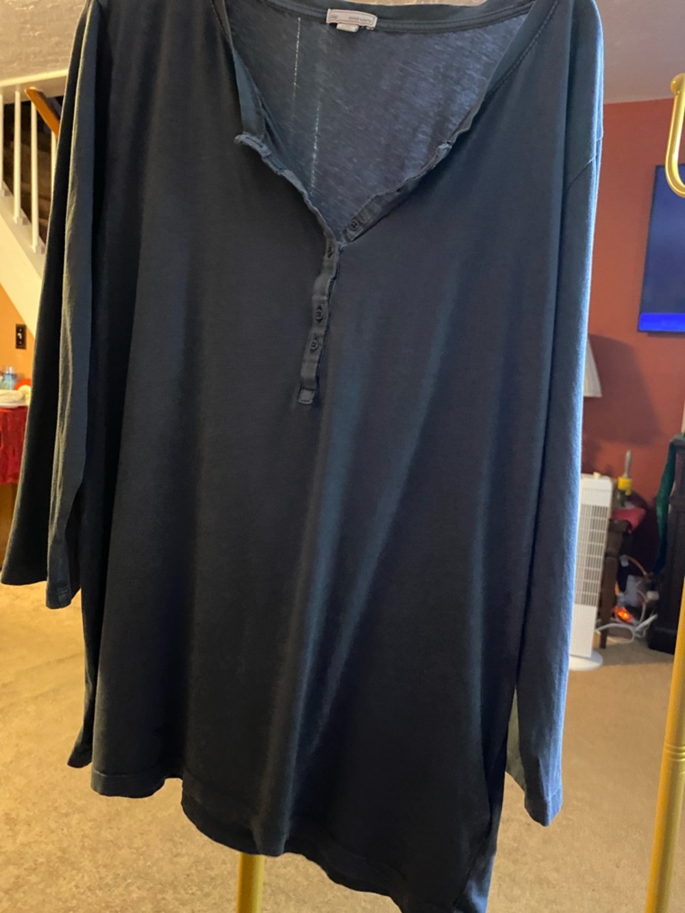 Gap Woman’s  Long Sleeve Henley Shirt - gray
